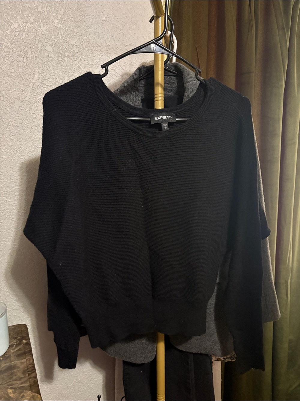 Express Black Ribbed Crewneck Sweater Top